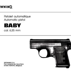 notice pistolet BROWNING BABY 6.35 en FRANCAIS (envoi par mail) - VENDU PAR JEPERCUTE (m2683)