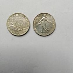 FRANCE = PIECE DE  MONNAIE DE 50 CENTIMES DE 1916 EN ARGENT