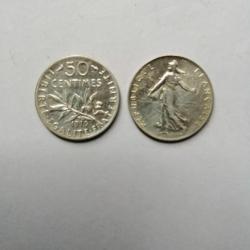 FRANCE = PIECE DE  MONNAIE DE 50 CENTIMES DE 1919 EN ARGENT