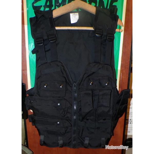 GILET NOIR D'INTERVENTION  DE L'ARMEE FRANCAISE  , TAILLE UNIQUE ,  PERIODE 2013 , SUR LE DEVANT 3 P