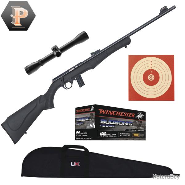 Carabine Rossi 8122 cal.22LR + lunette 4x32 + mun + cibles + fourreau