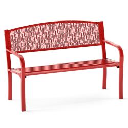 Banc de jardin 60 x 128 x 86 cm 2-3 personnes avec accoudoirs courb&eacute;s et si&egrave;ge ergonomique en m&eacute;tal