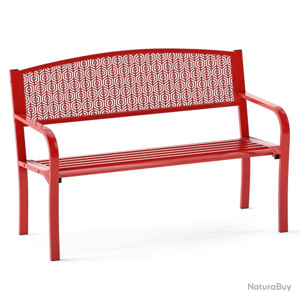 Banc de jardin 60 x 128 x 86 cm 2-3 personnes avec accoudoirs courb�s et si�ge ergonomique en m�tal