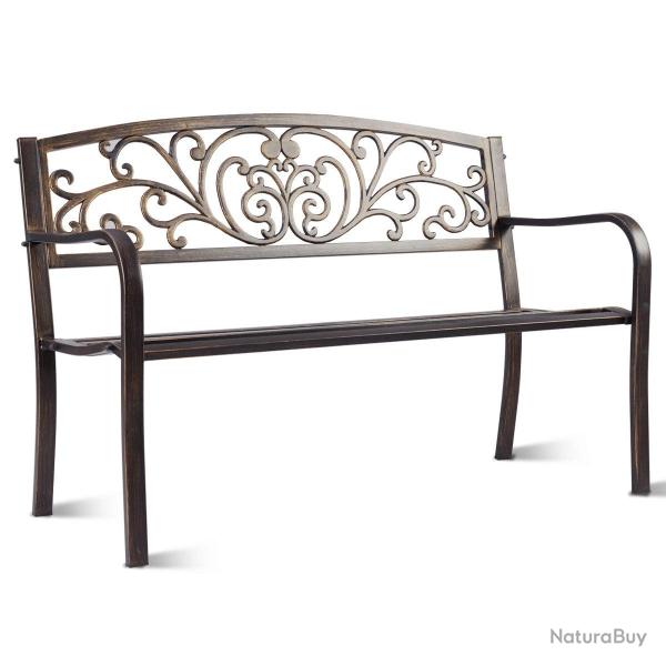 Banc de jardin 2-3 places 127 x 60 x 85 cm confort optimal design �l�gant en acier bronze 20_0020034