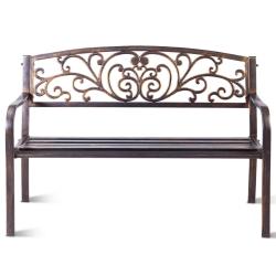 Banc de jardin 127 x 60 x 85 cm haute qualit&eacute; design &eacute;l&eacute;gant romantique en m&eacute;tal noir 20_0020563