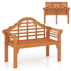 Banc de jardin pliant 123 x 54 x 96 cm pour 2 places avec confort d'assise style rustique en bois d