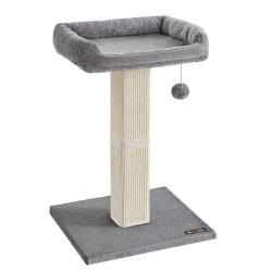 Griffoir pour chat grattoir avec plate-forme en tissu peluche 40 x 30 cm arbre &agrave; chat hauteur 71 cm