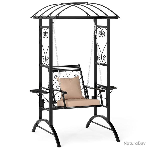 Balan�oire d'ext�rieur terrasse 112 x 140 x 196 cm confort optimal avec coussins tables pliantes en