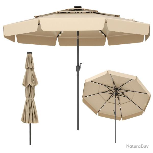 Parasol de terrasse solaire avec inclinaison automatique 300 x 248 cm 32 lumi�res LED ambiance cosy
