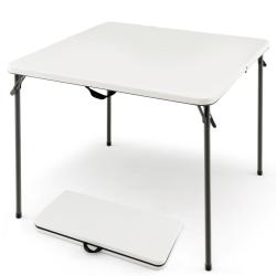 Table de camping pliante 86 x 86 x 73 cm l&eacute;g&egrave;re r&eacute;sistante aux intemp&eacute;ries style moderne en HDPE bl