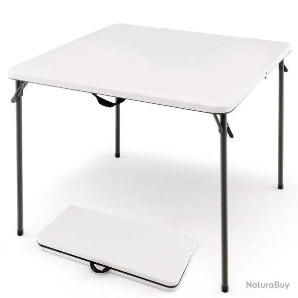 Table de camping pliante 86 x 86 x 73 cm l�g�re r�sistante aux intemp�ries style moderne en HDPE bl