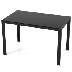 Table &agrave; manger moderne 120 x 70 x 75 cm pour 4 personnes avec plateau en verre et cadre robuste noi