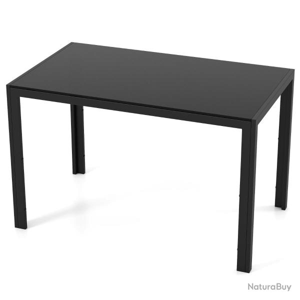 Table � manger moderne 120 x 70 x 75 cm pour 4 personnes avec plateau en verre et cadre robuste noi