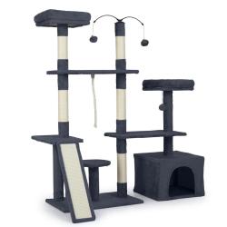 Arbre &agrave; chat 121 x 70 x 136 cm avec griffoir rampe 2-en-1 ambiance cosy design moderne en agglom&eacute;r&eacute;