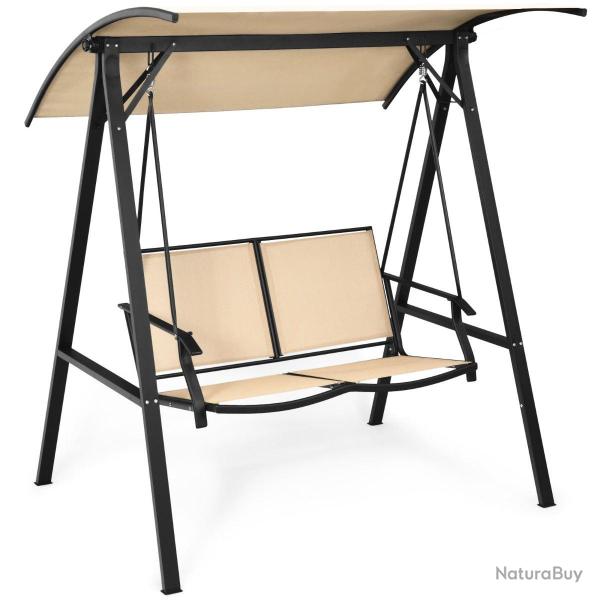 Balan�oire de porche pour 2 personnes 152 x 112 x 165 cm auvent r�glable decoration �l�gante en m�t