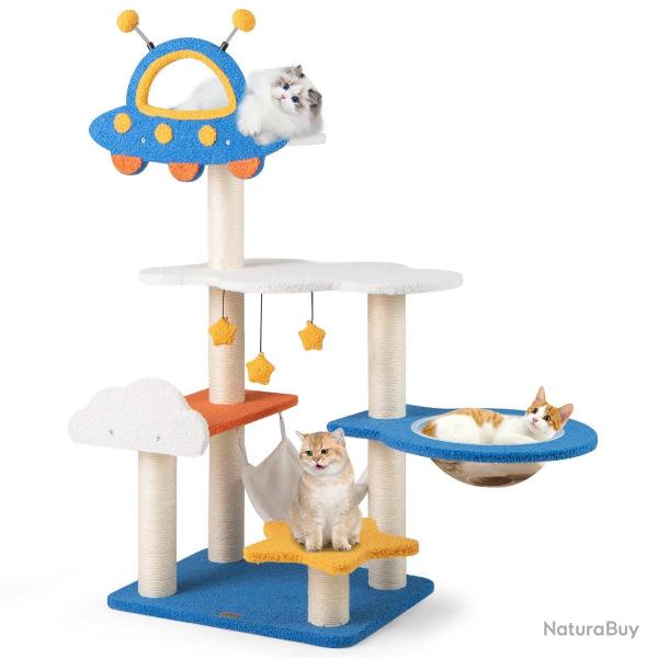 Arbre � chat de 58 x 45 x 124 cm avec 7 niveaux confort et �l�ment d�coratif moderne en bois agglom