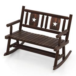 Banc de jardin &agrave; bascule jardin 111 x 85 x 89 cm confort optimal bois de sapin et pin marron rustiq
