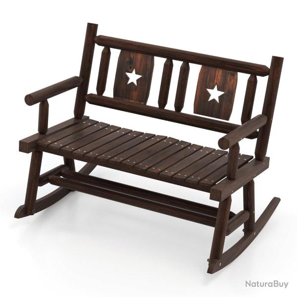 Banc de jardin � bascule jardin 111 x 85 x 89 cm confort optimal bois de sapin et pin marron rustiq