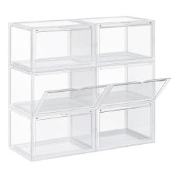 Bo&icirc;te &agrave; chaussures organisateur &agrave; chaussures lot de 6 empilable rangement de chaussures en plastiqu