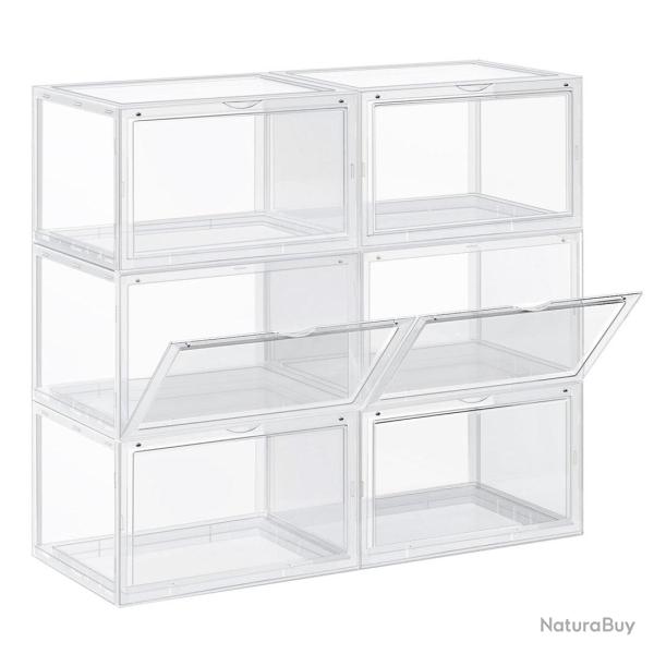 Bo�te � chaussures organisateur � chaussures lot de 6 empilable rangement de chaussures en plastiqu