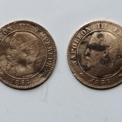 FRANCE = 2 PIECES DE  MONNAIE  DE 2 CENTIMES  DE 1856 A + 1856 W