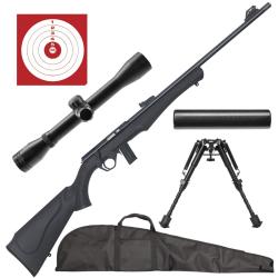 Carabine Rossi 8122 cal.22LR + lunette 4x32 + cibles + fourreau + mds + bipied