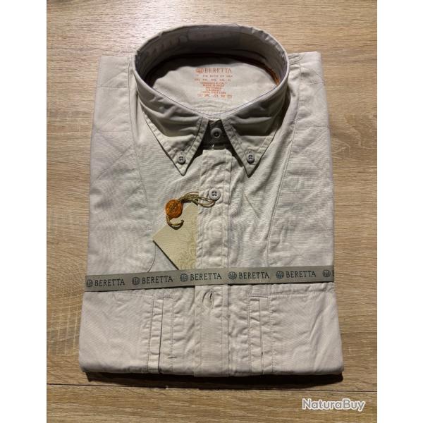Chemise Beretta Mens XXL Shirt Cotton Long beige destockage chasse ench�re