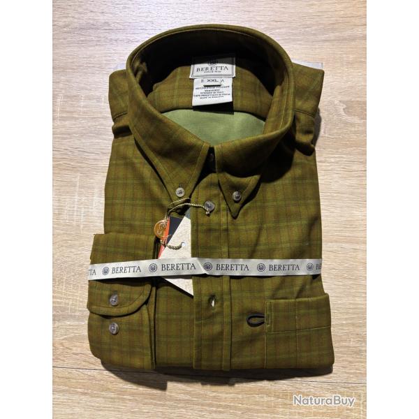 Chemise Beretta Mens XXL Shirt Cotton Long green/verte destockage chasse ench�re
