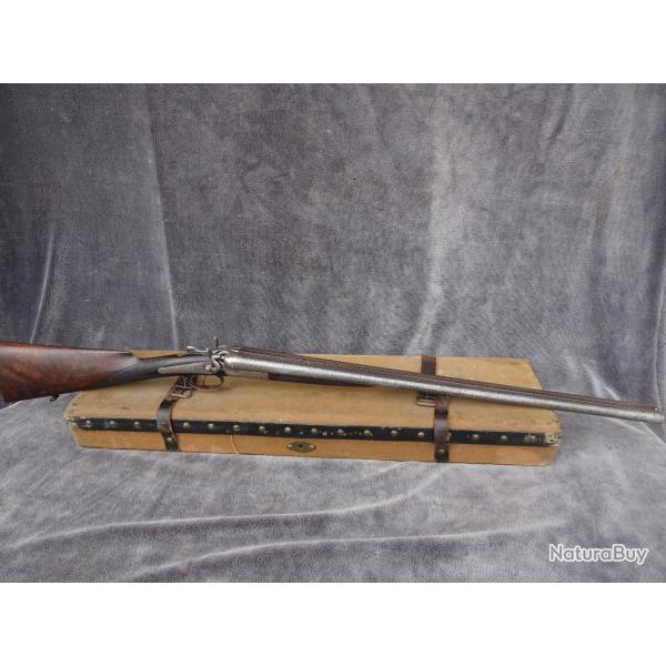 Beau fusil � chiens ext�rieurs canon L�opold Bernard