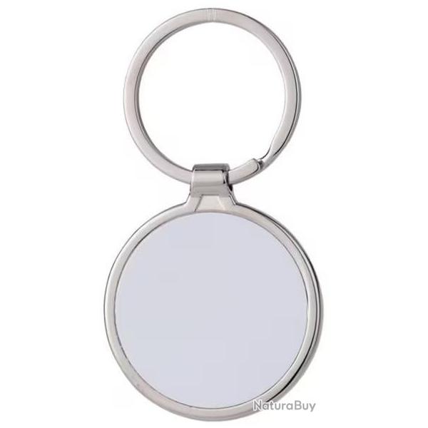 Porte cl�s m�talique rond � personnaliser par sublimation et gravure laser au verso