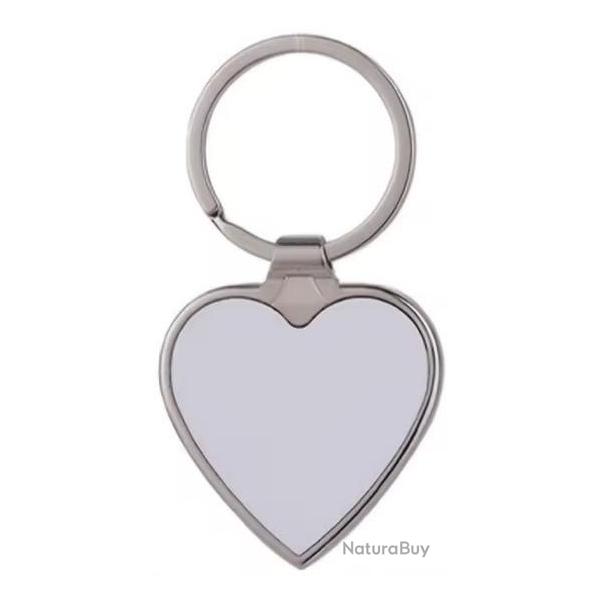 Porte cl�s m�talique coeur � personnaliser par sublimation