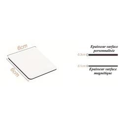 Magnet carr&eacute; pour surface m&eacute;talique personnalisable par sublimation