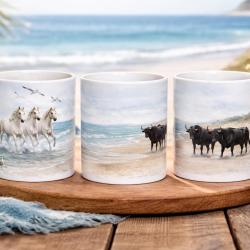 Mug Camargue 325 ml - Chevaux et Taureaux sur la plage