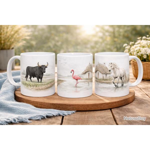 Camargue 325 ml - Cheval, Taureaux et Flamant avec cabane de Gardian