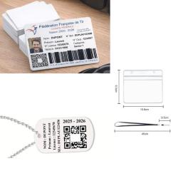 Licence de tir + Porte cl&eacute; TAG militaire Licence de tir couleurs en aluminium (Recto) + Porte badge 