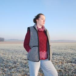 Gilet sans manches homme et femme pure laine m&eacute;rinos col fermeture ZIP XL (extra large) gris anthrac