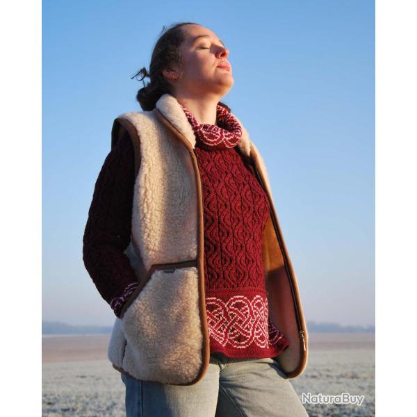 Gilet sans manches homme et femme pure laine m�rinos col fermeture ZIP beige M (m�dium)