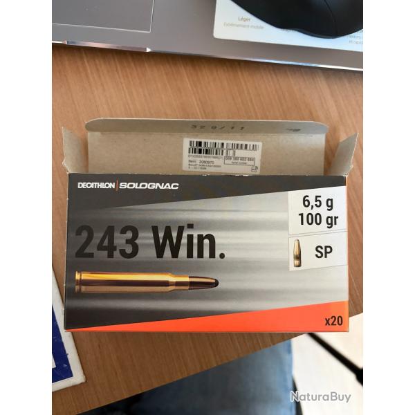 Balle 243 WINCHESTER Solognac 6,5G/100GRS X17