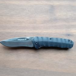 COUTEAU PLIANT LAME ACIER INNOXIDABLE-PLAQUETTES MATI&Egrave;RE SYNTH&Eacute;TIQUE