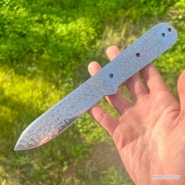 Couteau lame fixe nue vierge blank acier damas cr�ation artisanat #321