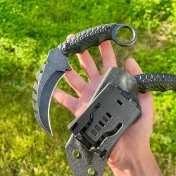 Couteau Karambit noir luxe griffe custom collection acier &eacute;tui kydex combat tactique D2 #323