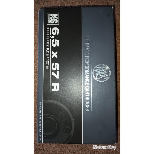 Boite de 20 munitions RWS 6,5X57RKegelspitz 8,2 g / 127 g