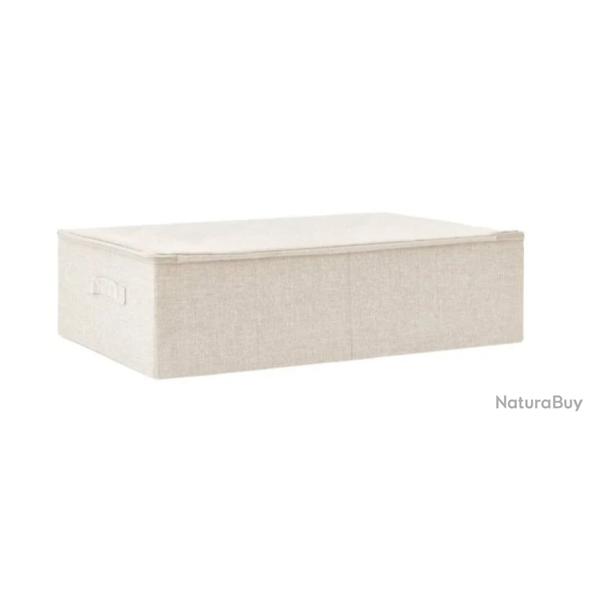 Bo�te rangement tissu polyester cr�me 70x40x18 cm pliable avec poign�e