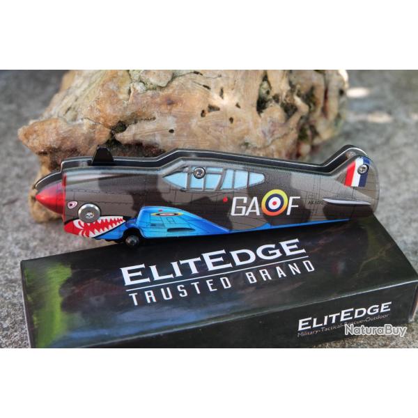 Couteau Avion Semi Automatique Linerlock Lame Acier Inox noire Manche Synth�tique Design Avion