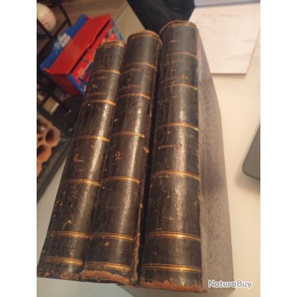 B�ranger par Grandville musique + deux volumes des oeuvres avec fac simil� 1856