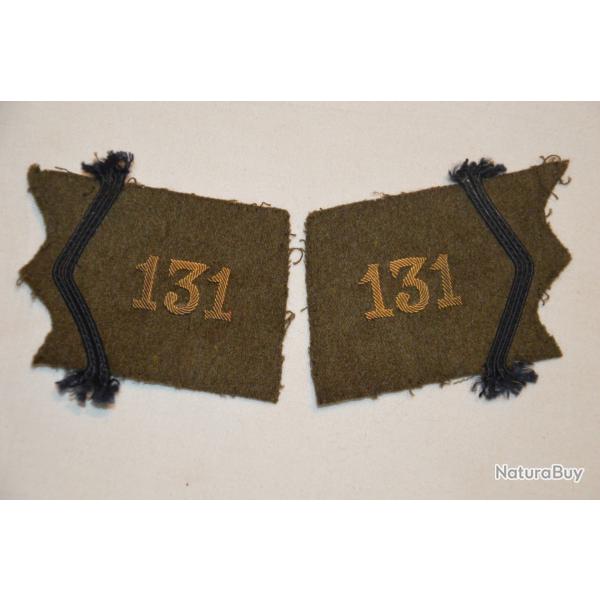 PATTES DE COL CAPOTE OU VAREUSE 131� REGIMENT D'INFANTERIE-ORLEANS-CAMPAGNE DE FRANCE 1940