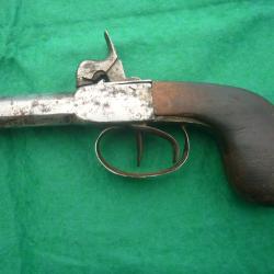 PISTOLET &agrave; PERCUSSION VERS 1860 &agrave; double canons