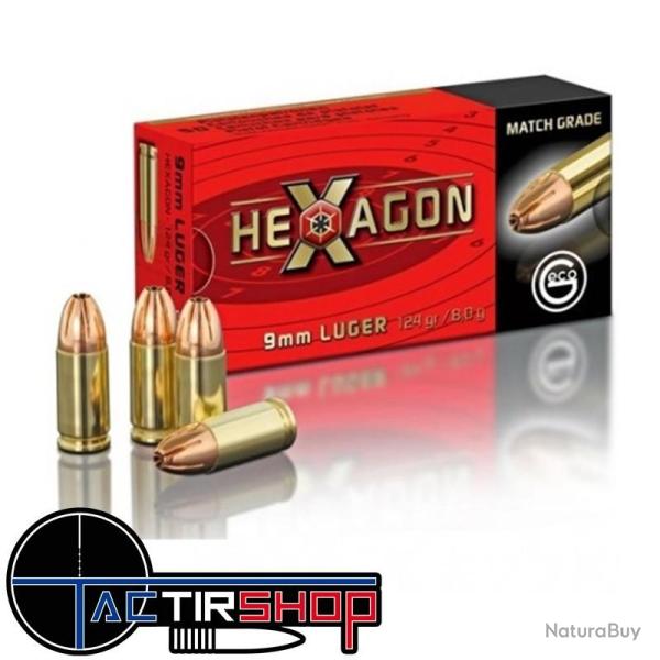 Munitions Geco 9mm Hexagon 124 gr boite de 50