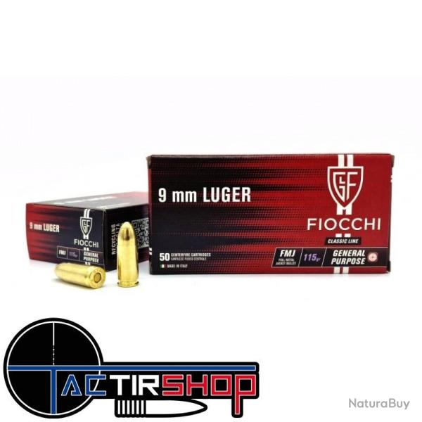Munitions Fiocchi 9mm FMJ115 gr boite de 50