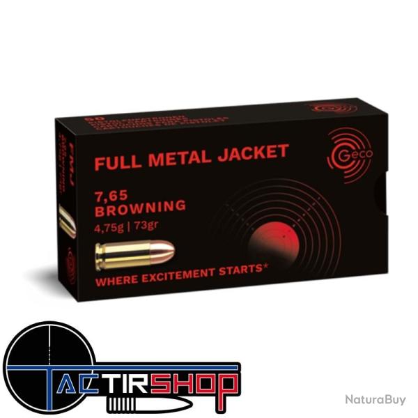 Munitions GECO 7,65 Browning / .32 ACP FMJ 4,75g boite de 50
